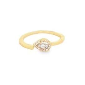 Ring diamond pear shape one side open top 18kt yellow gold - Gaines Jewelers