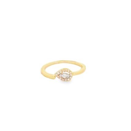 Ring diamond pear shape one side open top 18kt yellow gold - Gaines Jewelers