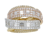 Ring important and large diamond triple crossed bands tri - color - Gaines Jewelers
