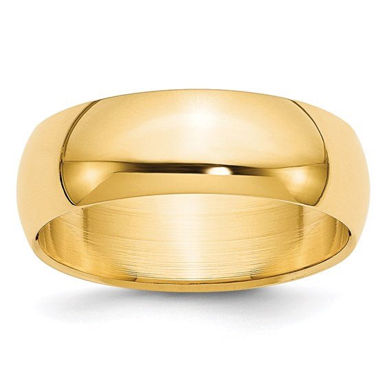 Ring - Man's half round 7mm wedding band 14k yellow gold - Gaines Jewelers