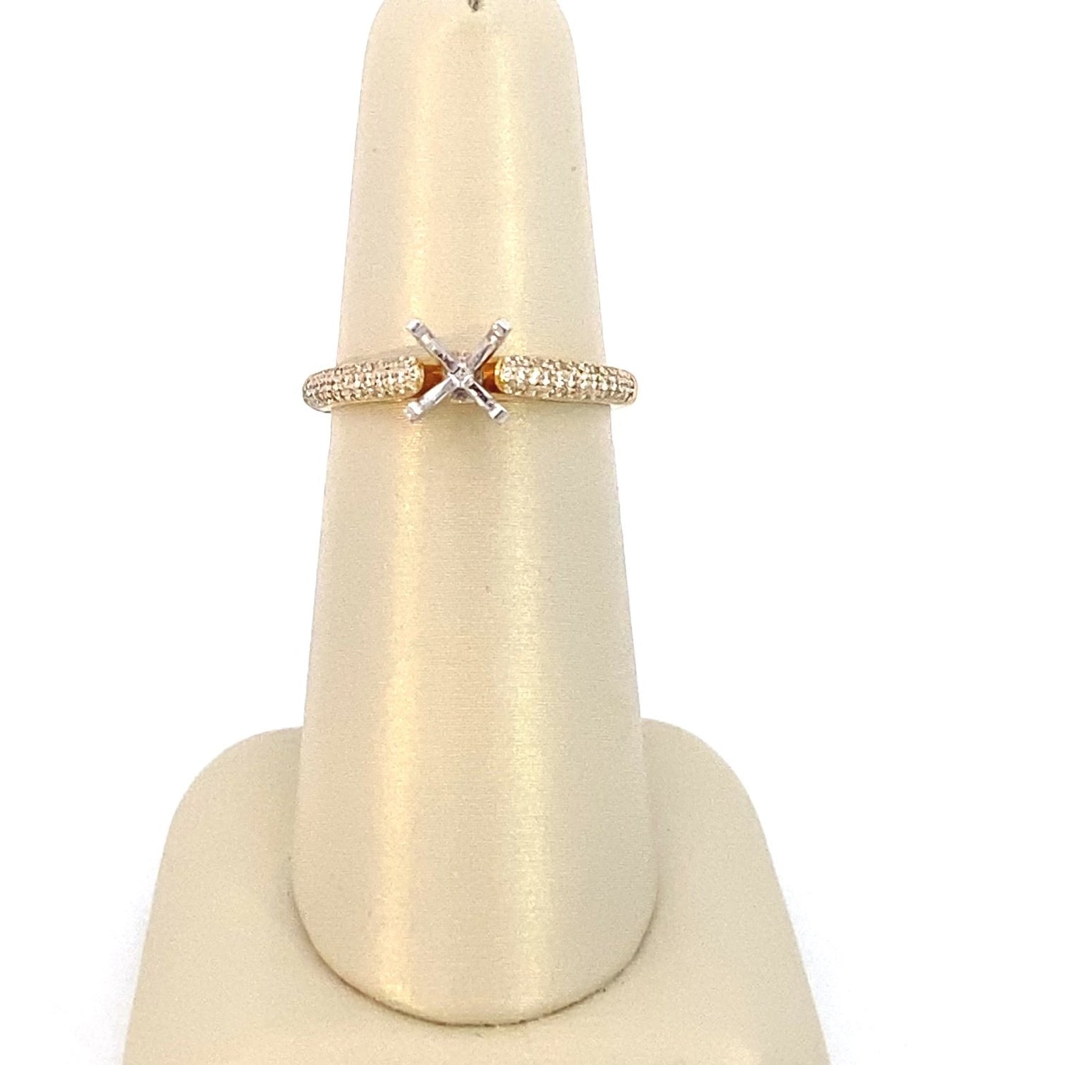 Ring mounting diamond cathedral shank 14kt yellow gold - Gaines Jewelers