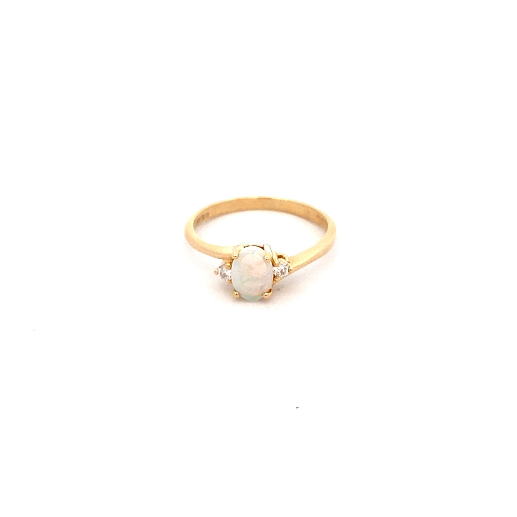 Ring - opal and diamond bypass style 14kt yellow gold - Gaines Jewelers