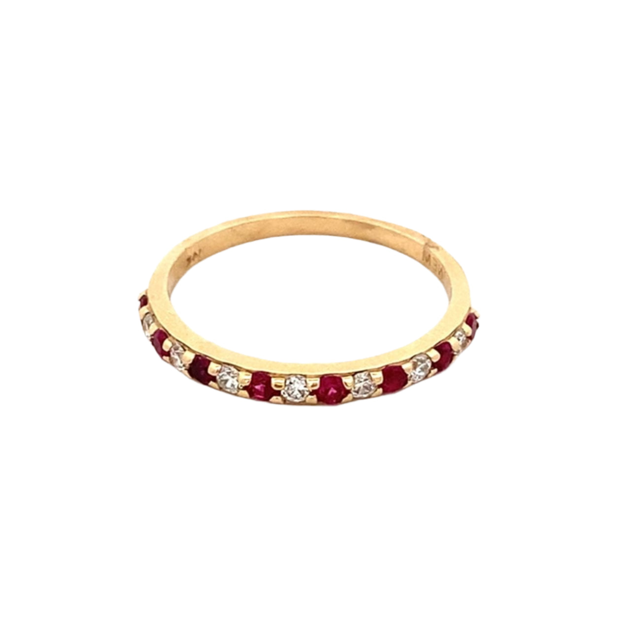 ring ruby and diamond band 14kt yellow gold - Gaines Jewelers