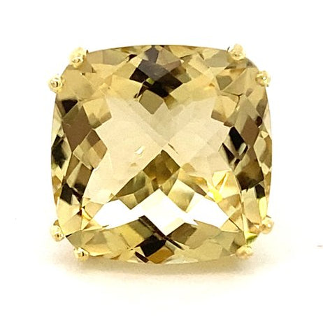Ring set with a huge champagne quartz in 14kt yellow gold - Gaines Jewelers