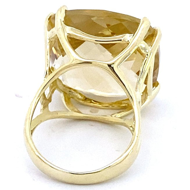 Ring set with a huge champagne quartz in 14kt yellow gold - Gaines Jewelers