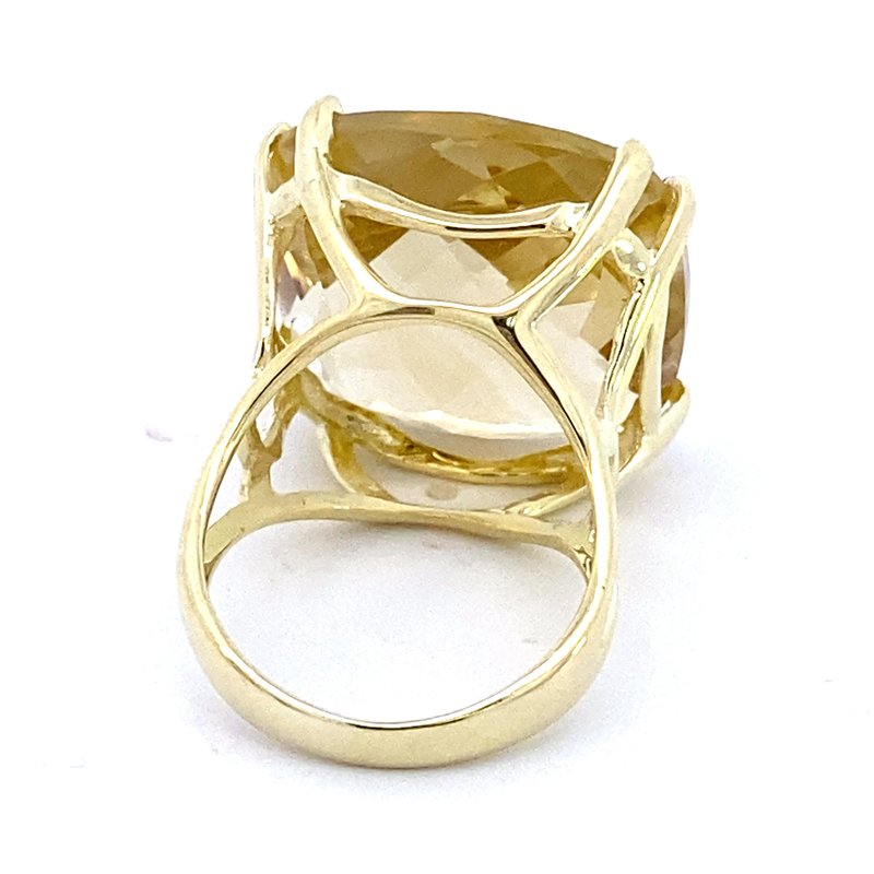 Ring set with a huge champagne quartz in 14kt yellow gold - Gaines Jewelers