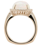 Ring set with a large oval opal surrounded by diamonds 14kt yellow gold - Gaines Jewelers