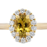 Ring set with lemon tourmaline & diamond halo 14kt yellow gold - Gaines Jewelers