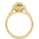 Ring set with lemon tourmaline & diamond halo 14kt yellow gold - Gaines Jewelers