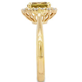 Ring set with lemon tourmaline & diamond halo 14kt yellow gold - Gaines Jewelers