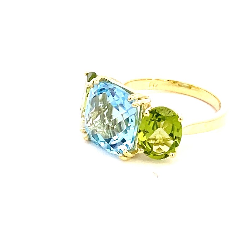 Ring set with Sky blue topaz and peridot 14kt yellow gold - Gaines Jewelers