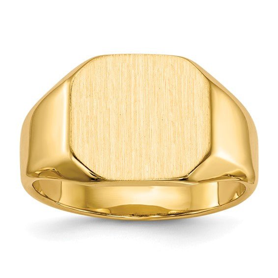 Ring signet style cushion shape 12.5x11mm 14kt yellow gold - Gaines Jewelers