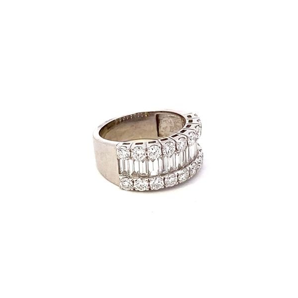 Ring with diamond baguette ring with 2 rows of round diamonds - Gaines Jewelers