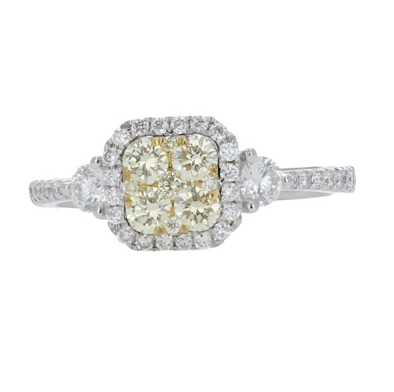 Ring yellow diamond cushion cluster - Gaines Jewelers