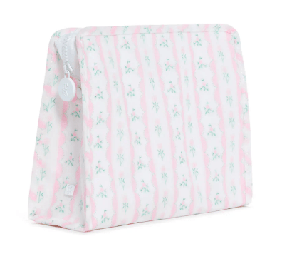 Roadie Large Zip Pouch - Ribbon Floral Pink - TRVL Design - Gaines Jewelers
