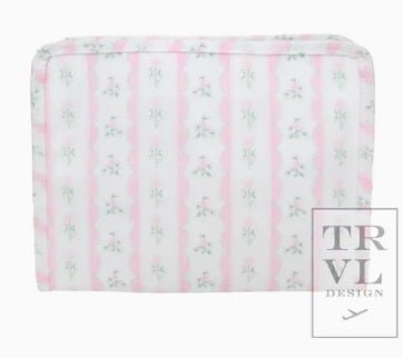 Roadie Medium Zip Pouch - Ribbon Floral Pink - TRVL Design - Gaines Jewelers