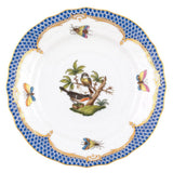 Rothschild Bird Bread & Butter Plate - Blue Border - Motif 2 - Herend - Gaines Jewelers