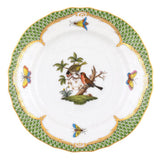 Rothschild Bird Bread & Butter Plate - Green Border - Motif 10 - Herend - Gaines Jewelers