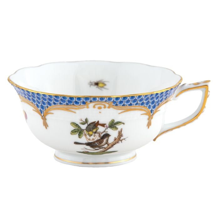 Rothschild Bird Tea Cup Blue Border Motif 1 - Herend - Gaines Jewelers