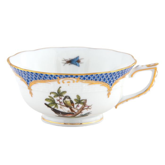 Rothschild Bird Tea Cup - Blue Border - Motif 2 - Herend - Gaines Jewelers