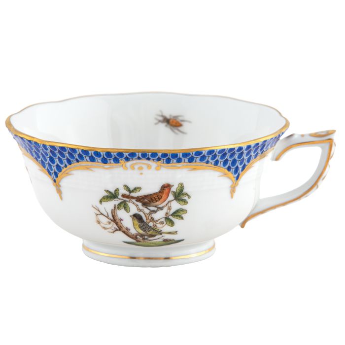 Rothschild Bird Tea Cup - Blue Border - Motif 3 - Herend - Gaines Jewelers