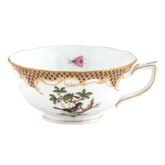 Rothschild Bird Tea Cup Brown Border Motif 1 - Herend - Gaines Jewelers