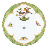 Rothschild Bird Tea Saucer - Green Border - Motif 9 - Herend - Gaines Jewelers