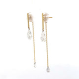 Round and Pear Cut Lab Diamond 2.78ctw Drilled Y Bar Chain Drop Earring 14k Yellow Gold - Reflection Diamonds - Gaines Jewelers