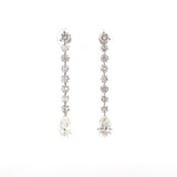 Round and Pear Cut Lab Diamond 6.94ctw Drilled Martini Drop Earring 14k White Gold - Reflection Diamonds - Gaines Jewelers