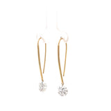 Round Cut Lab Diamond 3.01ctw Drilled Drop Earring 14k Yellow Gold - Reflection Diamonds - Gaines Jewelers