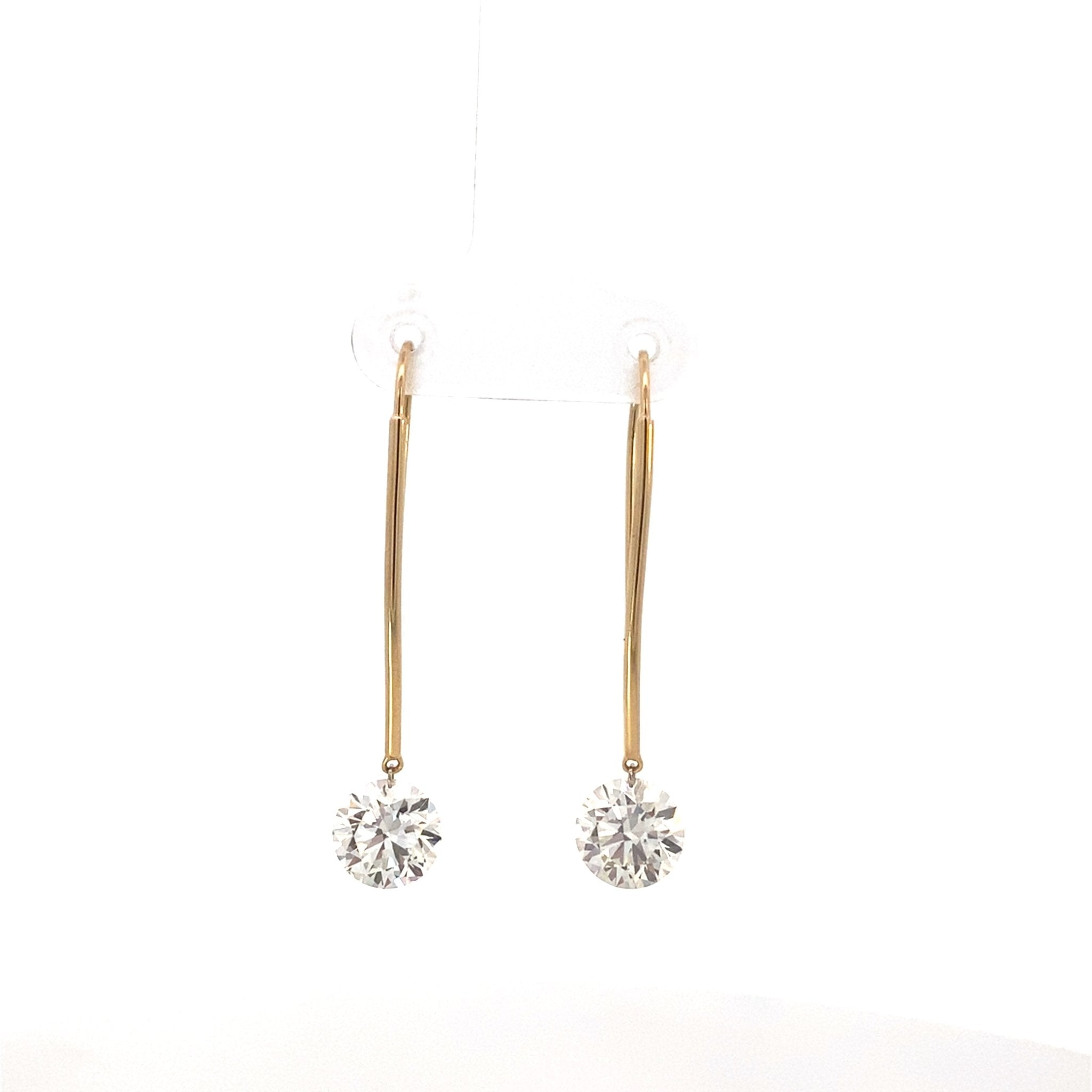 Round Cut Lab Diamond Drilled Drop Earring 14k Yellow Gold - Reflection Diamonds - Gaines Jewelers