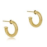 Round Gold 0.5" Post Hoop - 4mm - Textured Twist - enewton - Gaines Jewelers