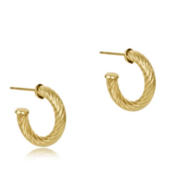 Round Gold 0.5" Post Hoop - 4mm - Textured Twist - enewton - Gaines Jewelers
