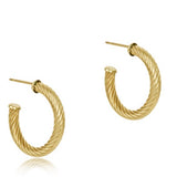 Round Gold 1.125" Post Hoop - 4mm - Textured Twist - enewton - Gaines Jewelers