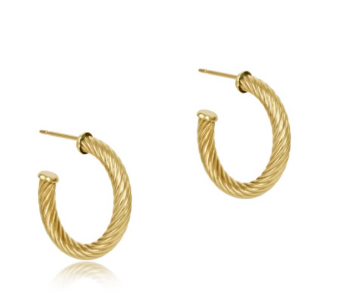 Round Gold 1.125" Post Hoop - 4mm - Textured Twist - enewton - Gaines Jewelers