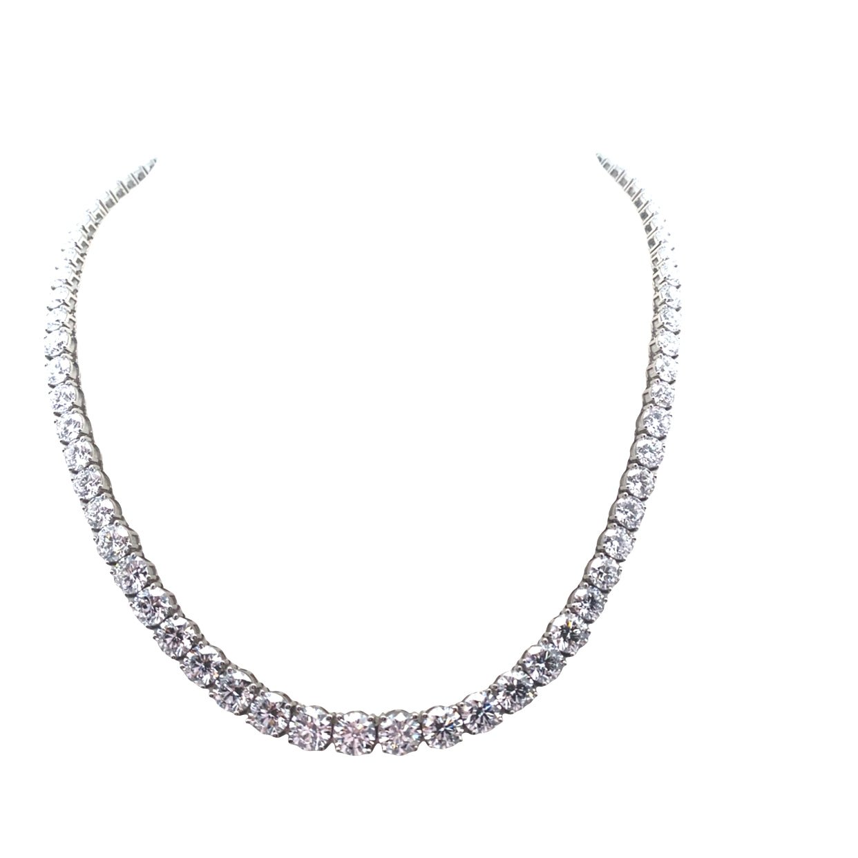 Round Lab Diamond Riviera Graduating Tennis Necklace Platinum 16inch - Reflection Diamond - Gaines Jewelers