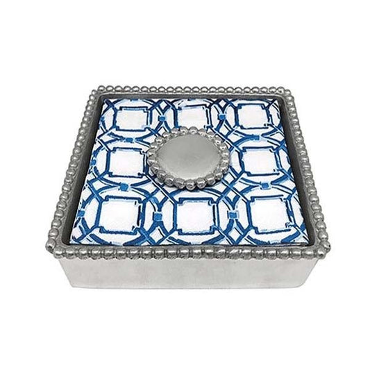 Round Pearl Beaded Napkin Box - Mariposa - Gaines Jewelers