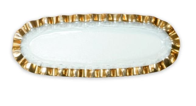 Ruffle Medium Oval Tray - Gold - Annieglass - Gaines Jewelers