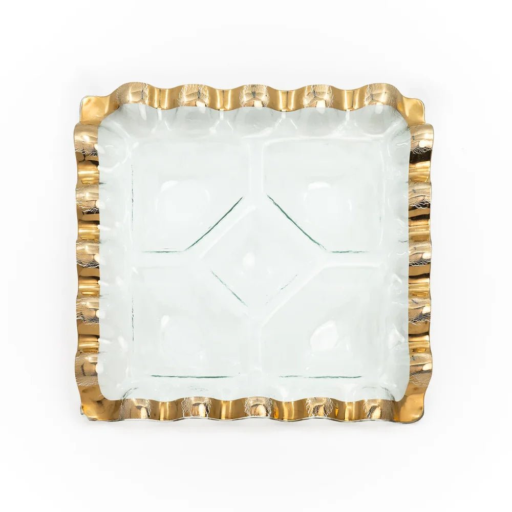Ruffle Square Chip & Dip 15.5" - Annie Glass - Gaines Jewelers