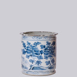 Rustic Peacock Blue and White Porcelain Cachepot - Cobalt Guild - Gaines Jewelers