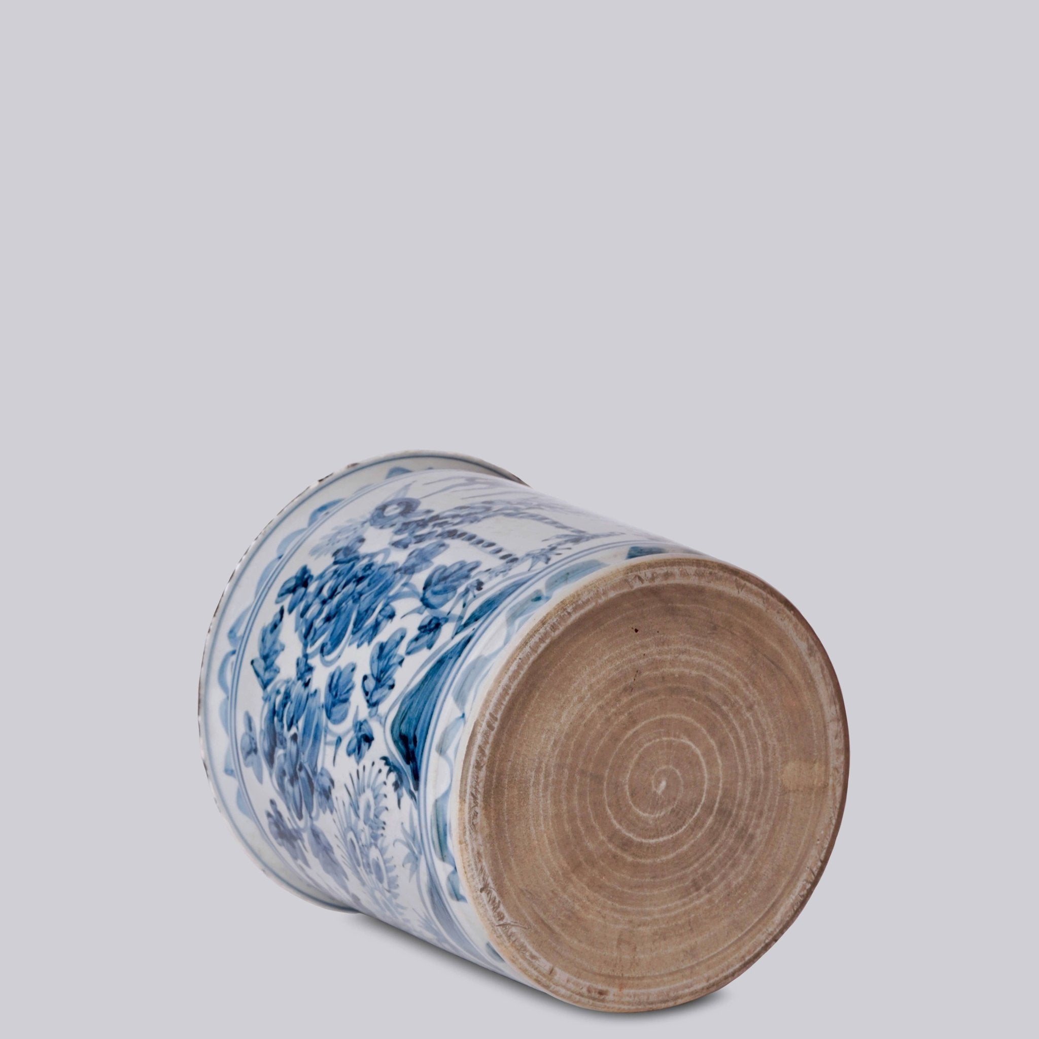 Rustic Peacock Blue and White Porcelain Cachepot - Cobalt Guild - Gaines Jewelers