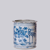 Rustic Peacock Blue and White Porcelain Cachepot - Cobalt Guild - Gaines Jewelers