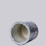 Rustic Peacock Blue and White Porcelain Cachepot - Cobalt Guild - Gaines Jewelers