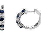 sapphire=0.65ct and diamond 0.40ct hoop earrings 14kt white gold - Nemati - Gaines Jewelers
