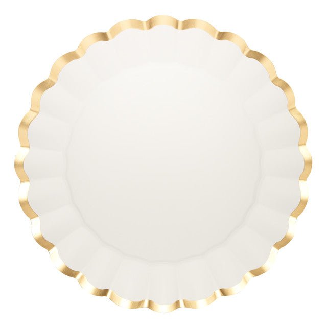 Scalloped Charger Plate Gold & White - Pack of 8 - Sophistiplate - Gaines Jewelers