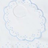 Scalloped Dot Bib and Burp - Blue - Gaines Jewelers