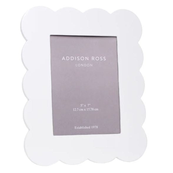 Scalloped Lacquer Picture Frame - White - 5 x 7 - Addison Ross - Gaines Jewelers