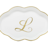 Scalloped Tray With Monogram - L - Herend - Gaines Jewelers