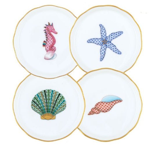Sealife Coasters Set of 4 - Herend - Gaines Jewelers
