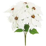 Select Artificials, Inc. - Velvet Poinsettia Bush X5, 17", 9" Bloom, White - Gaines Jewelers